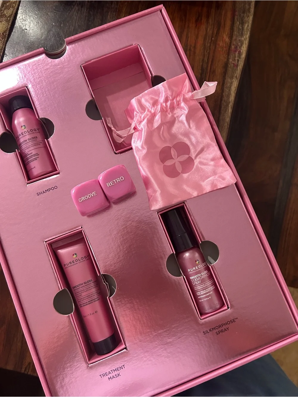 Pureology Pink Decorative Wall Mirror with Silver Accents